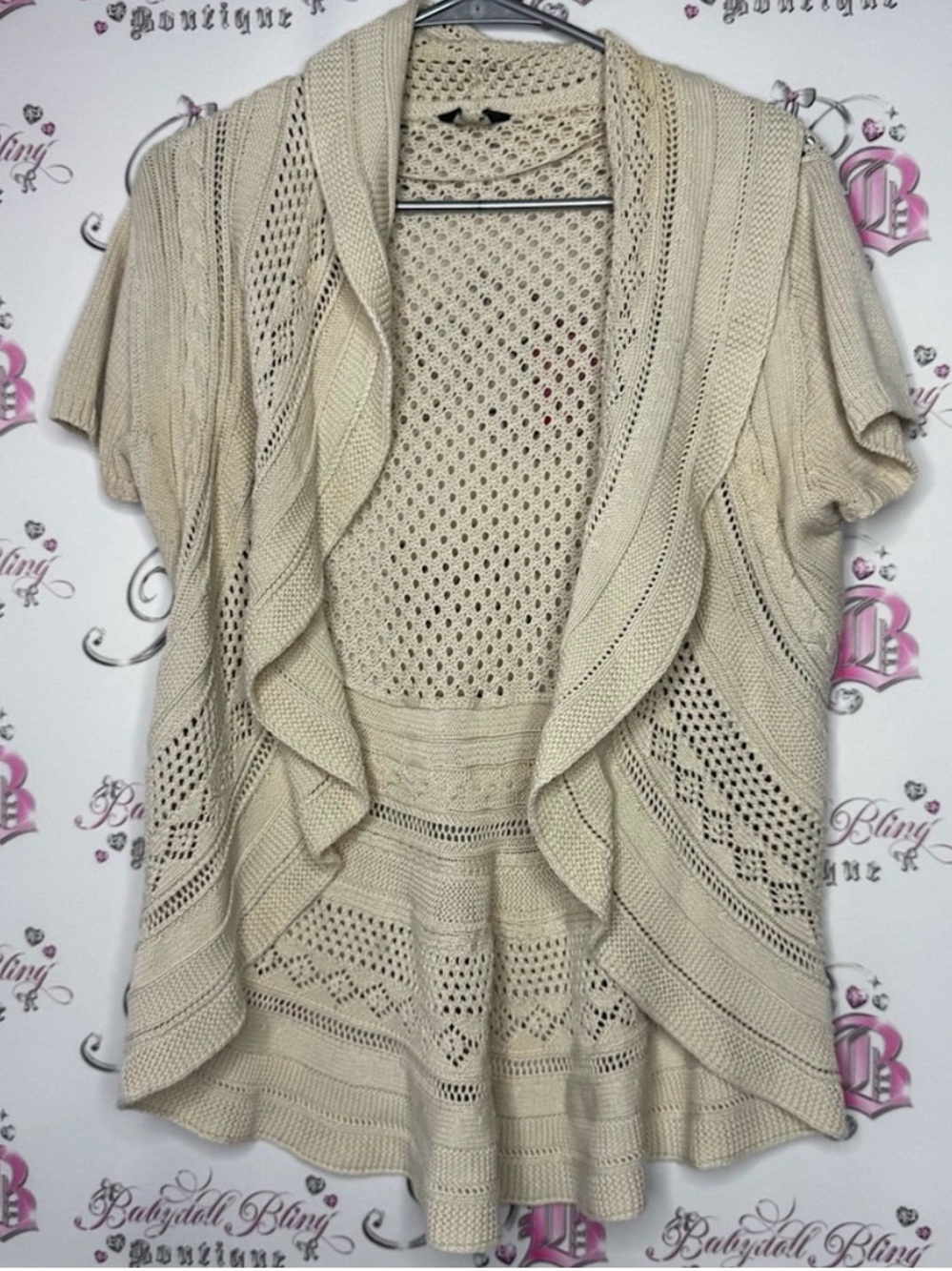 Denver Hayes cream waterfall cardigan